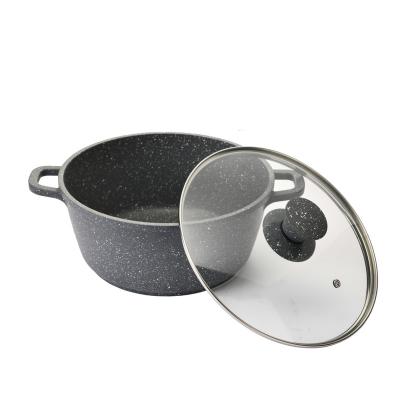 China New Large Size 40CM Sustainable Induction Soup Die Casting Pot With Granite Coating for sale