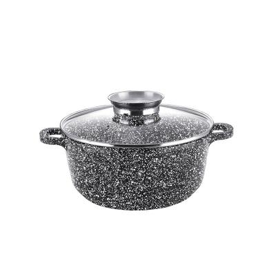 China Sustainable Pressure Casting Aluminum Casserole Ceramic Liner Durable Stock Pot With Lid for sale