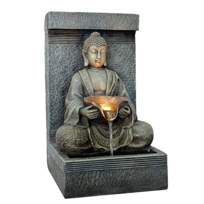 China Feature 2022 WATERSCAPE Polyresin Buddha Fountain 2 Tier Waterfall ZEN Buddha Waterfall Feature For Indoor Outdoor Guard Patio Ornaments for sale