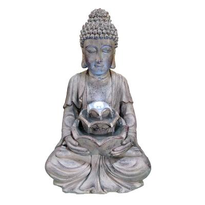 China Polyresin Decor Meditation Waterfall Buddha Water Feature ZEN Buddha Bubbler Customized Fiberglass Tiered Water Fountain for Home and Garden for sale