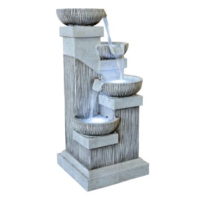 China Fiberglass Customized Contemporary Modern Polyresin Decoration Waterfall Stacked Bowl Water Feature Waterfall Fountain For Indoor And Outdoor for sale