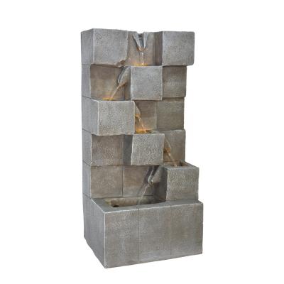 China 2022 Fiberglass Polyresin Contemporary Wall Waterfall Fountain 5 Tier Brick Wall Waterfall Waterfall Fountain for Garden and Patio Decoration for sale