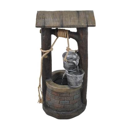 China Polyresin 2022 Fiberglass Wishing Well Buckets Cascading Waterfall Fountain Tiered Water Feature Decoration Outdoor Garden and Patio for sale