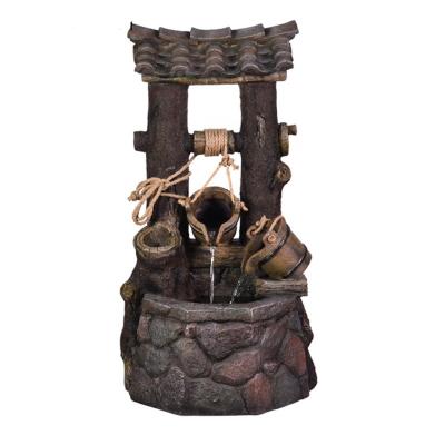 China Polyresin 2022 Fiberglass Wishing Well Buckets Cascading Waterfall Fountain Tiered Water Feature Decoration Outdoor Garden and Patio for sale