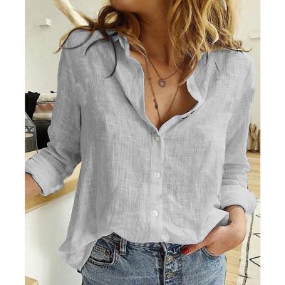 China Anti-pilling Casual White Yellow Shirt Button Down Lapel Cardigan Women's Loose Long Sleeve Oversized Women's Shirt for sale