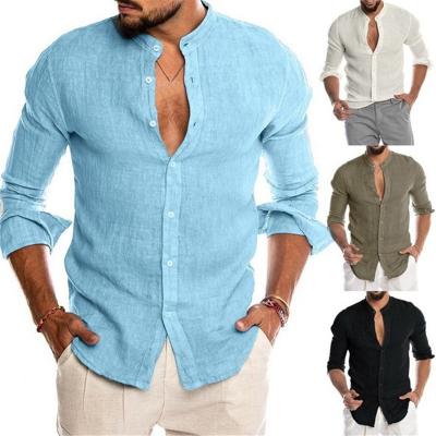 China Anti-pilling men's bottoms casual men's long sleeve button down shirt canvas men's cotton shirt for sale