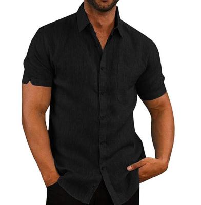 China Anti-pilling Mens Cotton Button Shirt Business Casual Linen Shirt for sale