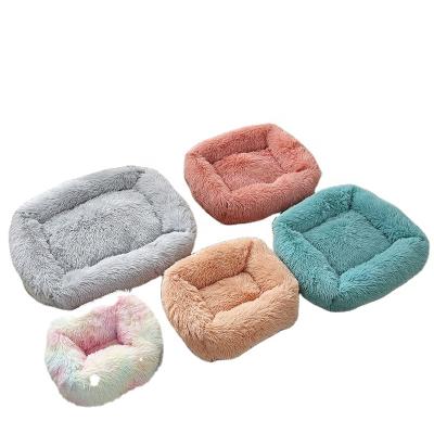 China 2020 wholesale stocked square cat bed kennel new product dog kennel plush winter thickened warm pet bed cushion for sale