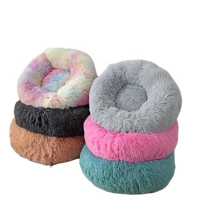 China Stocked Deep Sleep Round Plush Kennel Teddy Dog Universal Bed Mat Washable Pet Cat Kennel Four Season Dog Bed for sale