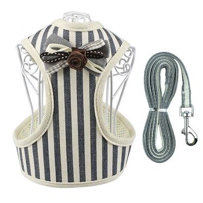 China Custom Breathable Striped Personalized Adjustable Pet Chest Leash Small Dog Rope Pet Supplies Wholesale Dog Harness for sale