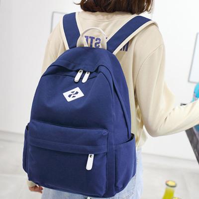 China Blue Canvas Color Eco Canvas Mochilas School Backpack Bags For Teenage Girls And Boys for sale