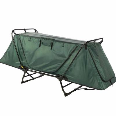 China Diagonal Tether Type Portable Multi-Function Direct Outdoor Canvas Shelter Tent Camping Fishing Ground Ground Bed With Carry Bag for sale