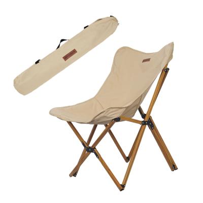 China Folding Wood Canvas Grain Canvas Travel Modern Camping High Back Chair With Bag for sale