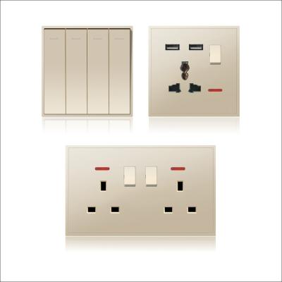 China DOUBLE 13A PC FRAME SWITCHED SOCKET WITH LED, UK PLUG for sale