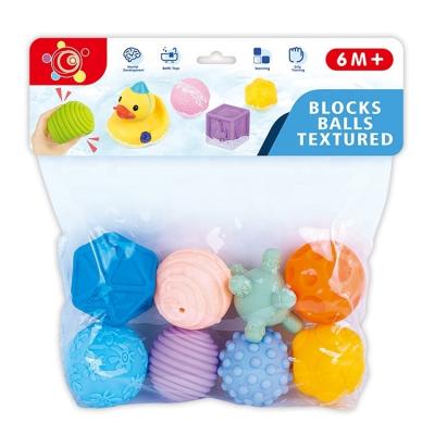 China Baby's Favorite Soft Bath Toys Eco-friendly Material Squeezing Balls Set Blocks Balls Textured With Environmental PVC Materials for sale