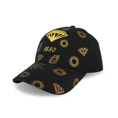 China JOINT Custom Black Printed Baseball Cap Hats Printed, Silk Printed Logo for sale