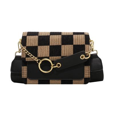 China Water Resistant Checkerboard Mini Fabric Flap Crossbody Sling Bags For Women 2023 Design Luxury Handbag Brand Shoulder Bag Simple Handbags for sale