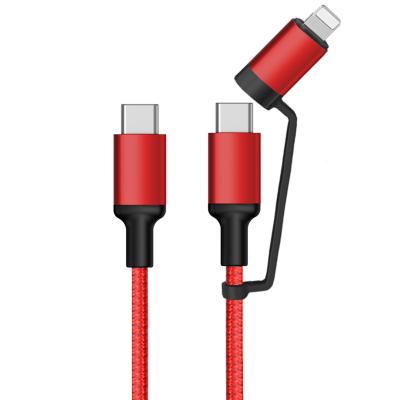 China Mobile Phone Free Sample 2 in 1 USB Cable 60W 20W C Cable PD C to 8PIN C Cable Data Transmission For Mobile Phone for sale