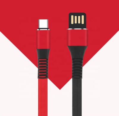 China Mobile Phone Types Long Tail High Quality Data Line Cable Double Sides Usb Plug 2.1A Flat Noodle Usb Power Charging Cable For Micro/IOS/Type-C for sale