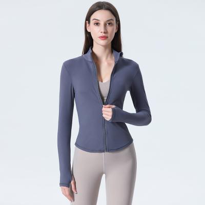 China Others Stand Collar Sports Coat Women Yoga Wear Zipper Running Solid Color Outdoor Top Fitness Long Sleeve Jacket for sale