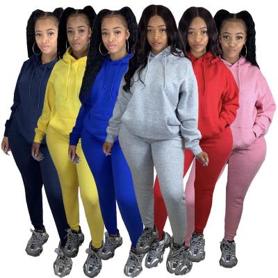 China Anti-Wrinkle Sports Fashion Casual Multiple Color Women Simple Sweatpants And Hoodie Set for sale