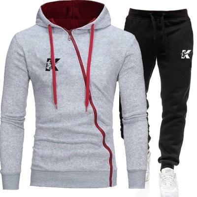 China Plus Size 2 Piece Mens Sweatpants Set Zipper Up Hoodie Training And Jogging Wear Sweatsuit Custom Plus Size for sale