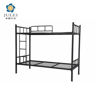 China Modern School Home Hotel Hostel Use Black Metal Mesh Bunk Bed Adult With Ladder And Mattress Stopper for sale