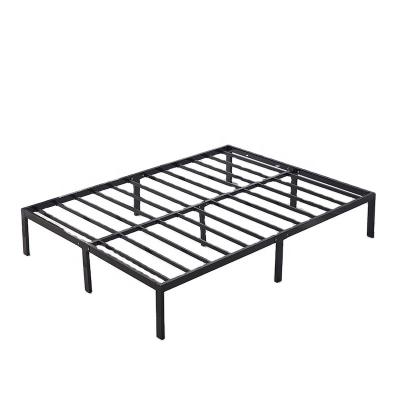 China KD Black Minimalist Steel Ribs Queen Double Size Strong Metal Bed Frame Load Capacity 300Kg+ for sale