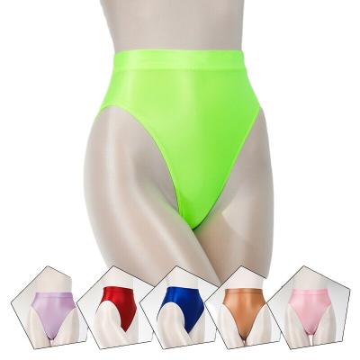 China Antibacterial Women's Men Plus Size Satin Hippy Look Panties Wet Shiny Shiny G-String Thong Seamless Underwear for sale