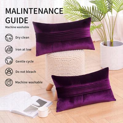 China PORTABLE Custom Soft Stripe Velvet Cushion Cover Sofa Bedroom Car Seat Luxury Decorative Pillow Square Shape for sale