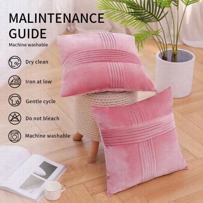 China PORTABLE Custom Soft Stripe Velvet Decorative Sofa Bedroom Car Seat Luxury Square Pillow Case Cushion Cover for sale