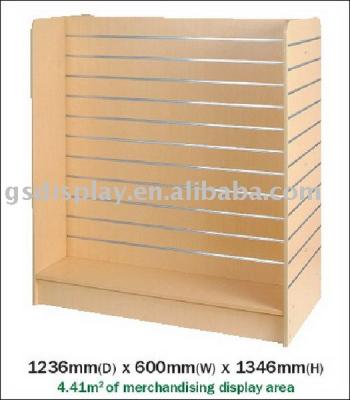 China Wooden Slatwall Gondola Wooden Freestanding Unit, wooden slatwall display stand for sale