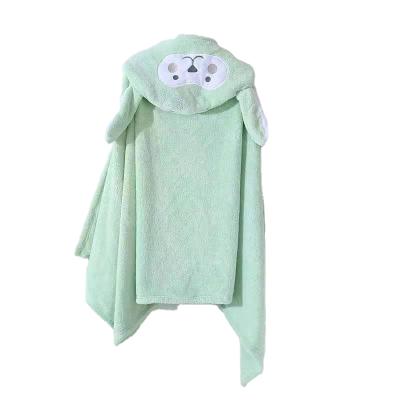 China Coral Fleece Beach Bath Towel Cartoon Rabbit Design Baby Animal Kids Hooded Bath Towel QUICK DRY Towel for sale