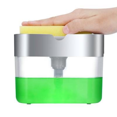 China Sustainable Soap Dispenser For Kitchen Rack 2-in-1 Quality Dish Cart Counter Top Sink And Sponge Dispenser Premium for sale