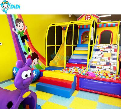 China Indoor Playground With Light Yellow And Blue Color Combined Indoor Playing Zone for sale