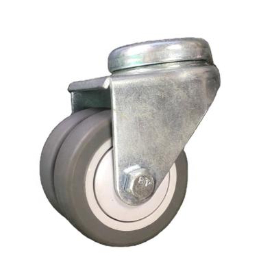 China Non identifying through ball bearing bolt hole mount swivel 2 inch tpr twin wheel caster for sale