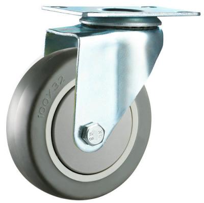 China Non locating high elastic with ball bearing gray Non marking plate top mount swivel tpr high elastic caster wheel 100mm for sale