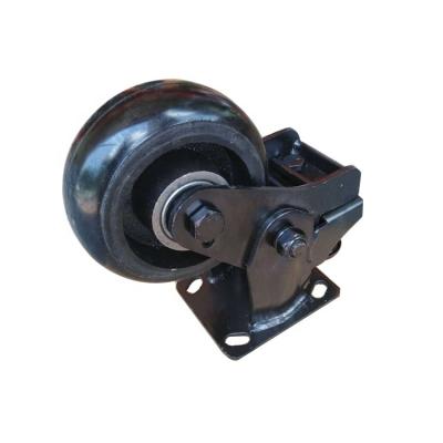 China Trolley Black Polyurethane Pneumatic Spring Casters 125mm Wheel for sale