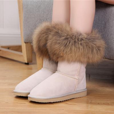 China 2022UG fox fur light leather high top trend warm flat bottom boots new fashion temperament plush snow boots UG029 for sale