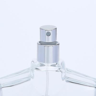 China Wholesale Pilfer-Proof Luxury Flat White Refillable Square Spray Perfume Bottle Glass Bottle Cover Pump Aluminum Sleeve for sale