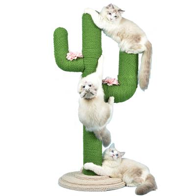 China Viable Cactus Cat Tree Post Home Furniture Cat Scratcher Funny Gardening Custom Green Pink From RTS Manufacturer for sale