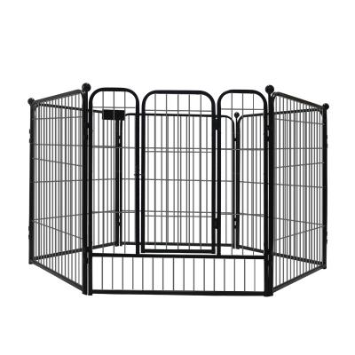 China Large Dog Barriers Mesh Fencing Foldable Dog Kennels Pet Playpen Outdoor Octagonal Folding Metal Breathable Steel Fencing for sale