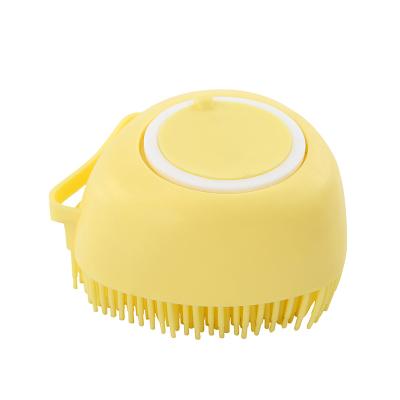 China Wholesale Viable RTS Pet Bathing Shower Tool Pet Hair Bath Brush With Massage Pet Brush And Shampoo Press for sale