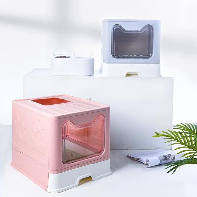 China Wholesale Viable Pet Shop Cat's Litter Box Closed Cat Litter Box Splash-Proof Folding Drawer Type Large Top-in Cat Toilet for sale