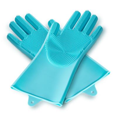 China Viable Manufacturer Wholesale Reusable Waterproof Household Kitchen Bathroom and Pets Cat Dog Silicone Cleaning Gloves for sale