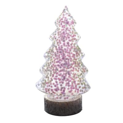 China Europe New Pattern Snowflake Christmas Tree Integrated Sequin Colored Glass Christmas Tree With Led Lights Decoration for sale