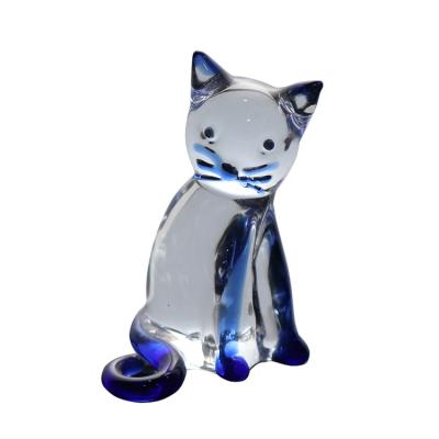 China / Exquisite Glass Lucky Cat Statue Gifts Shape Cat Art Glass Animal for sale