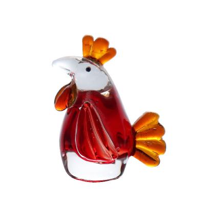 China / Hot Sale Hand Blown Glass Rooster Chicken Figurines Glass Sculpture For Gifts for sale