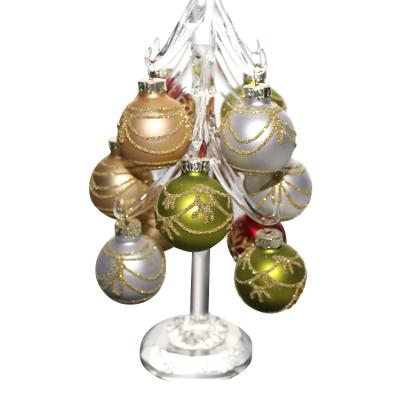 China Christamas Tree Decoration Customized Glass Boxed Artificial Christmas Tree Ornaments Supplier With Ball Ornaments for sale