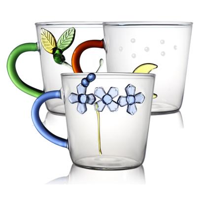 China Unique 100% Hand Made Viable Main Design Glass Coffee Tea Cup With Handle Creative Decoupage Cola Glass Mug for sale